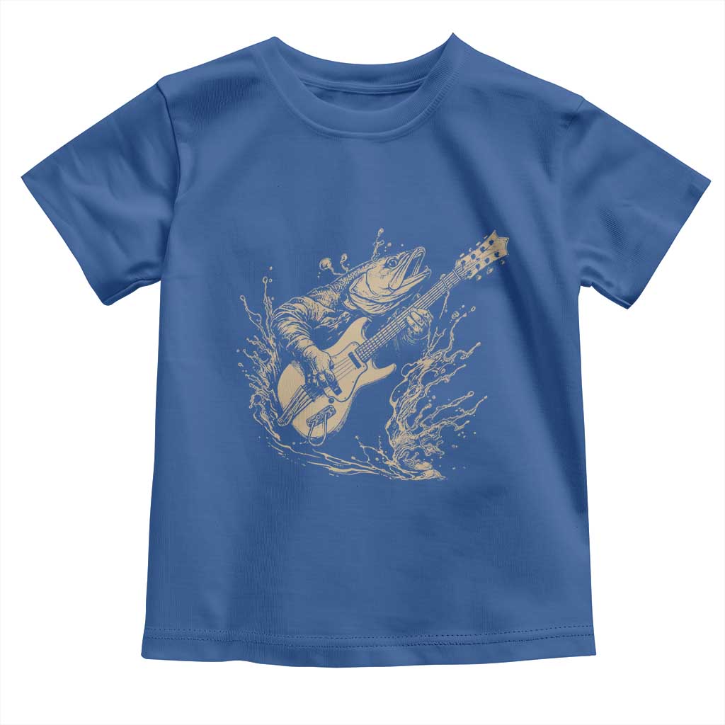 Vintage Trout Playing Guitar Toddler T Shirt Funny Fishing Musician Gift TS12 Royal Blue Print Your Wear