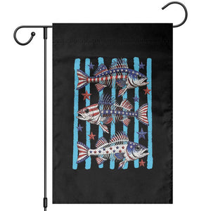 Patriotic Striped Bass Fishing Skeleton Garden Flag USA Flag Angler Gift TS12 Black Print Your Wear