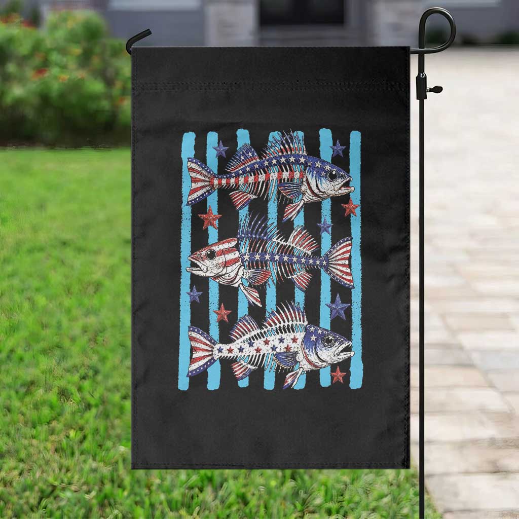 Patriotic Striped Bass Fishing Skeleton Garden Flag USA Flag Angler Gift TS12 Print Your Wear