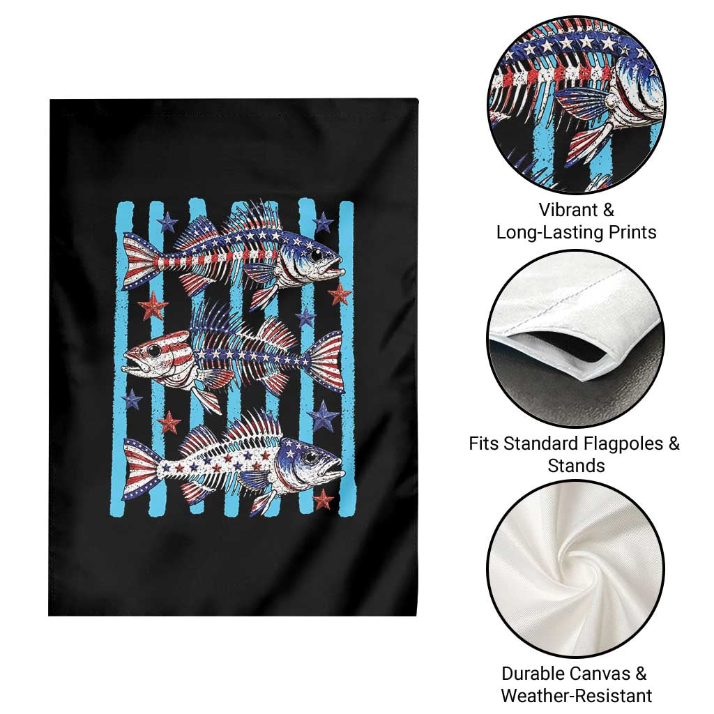 Patriotic Striped Bass Fishing Skeleton Garden Flag USA Flag Angler Gift TS12 Print Your Wear