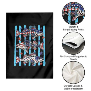Patriotic Striped Bass Fishing Skeleton Garden Flag USA Flag Angler Gift TS12 Print Your Wear