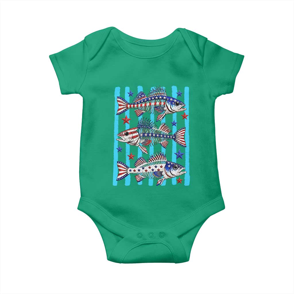 Patriotic Striped Bass Fishing Skeleton Baby Onesie USA Flag Angler Gift TS12 Irish Green Print Your Wear
