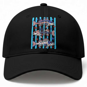 Patriotic Striped Bass Fishing Skeleton Baseball Cap USA Flag Angler Gift TS12 Print Your Wear