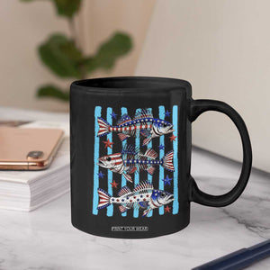 Patriotic Striped Bass Fishing Skeleton Coffee Mug USA Flag Angler Gift TS12 Print Your Wear