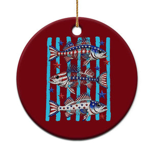 Patriotic Striped Bass Fishing Skeleton Ceramic Ornament USA Flag Angler Gift TS12 1pc Red Print Your Wear