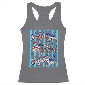Patriotic Striped Bass Fishing Skeleton Racerback Tank Top USA Flag Angler Gift TS12 Charcoal Print Your Wear