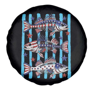 Patriotic Striped Bass Fishing Skeleton Spare Tire Cover USA Flag Angler Gift TS12 Print Your Wear