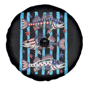 Patriotic Striped Bass Fishing Skeleton Spare Tire Cover USA Flag Angler Gift TS12 Print Your Wear