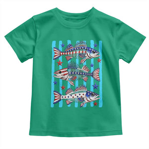 Patriotic Striped Bass Fishing Skeleton Toddler T Shirt USA Flag Angler Gift TS12 Irish Green Print Your Wear