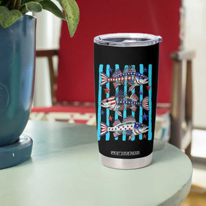 Patriotic Striped Bass Fishing Skeleton Tumbler Cup USA Flag Angler Gift TS12 Print Your Wear