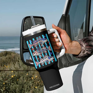 Patriotic Striped Bass Fishing Skeleton Tumbler With Handle USA Flag Angler Gift TS12 Print Your Wear