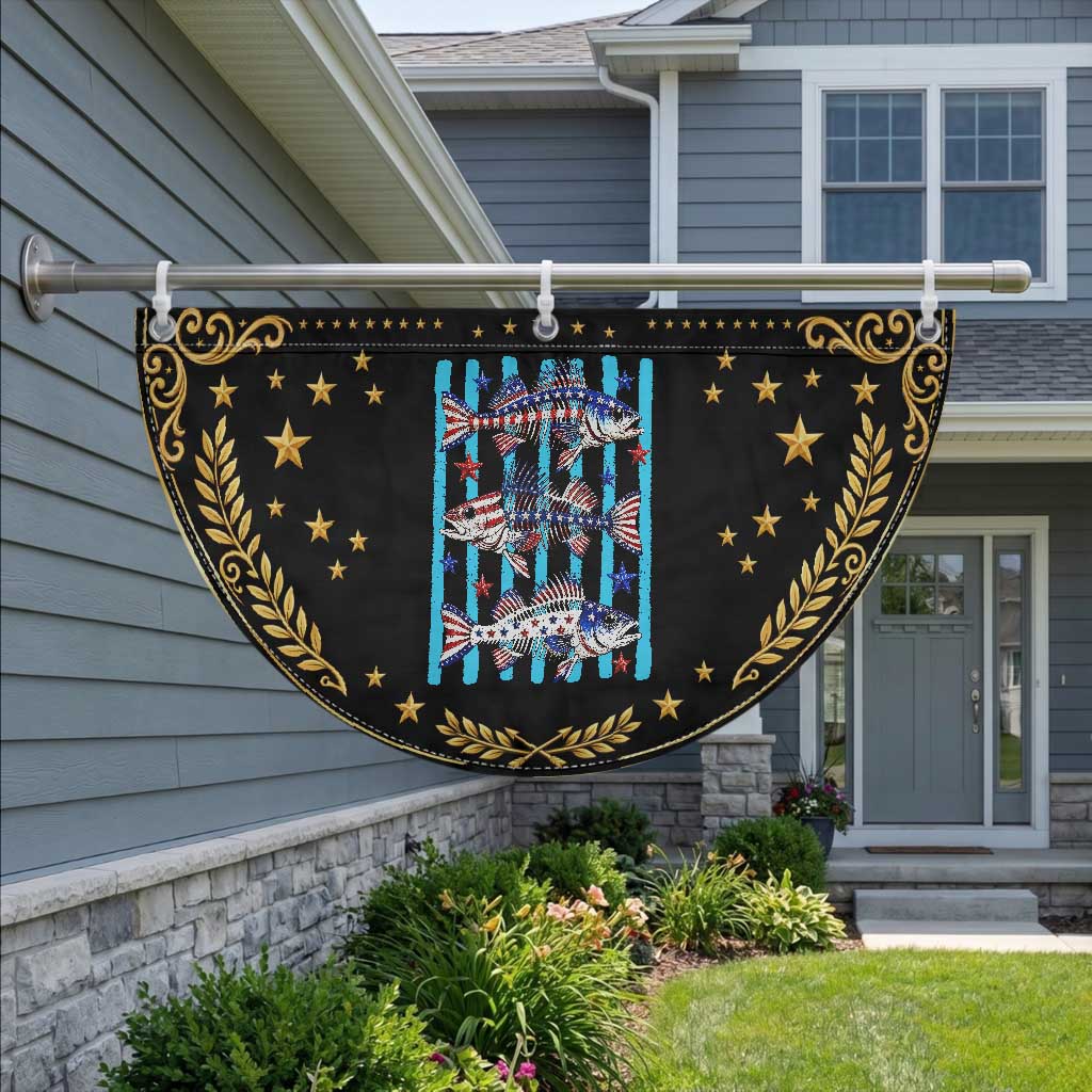 Striped Bass Fishing Skeleton Patriotic Fan Flag USA Flag Angler Gift