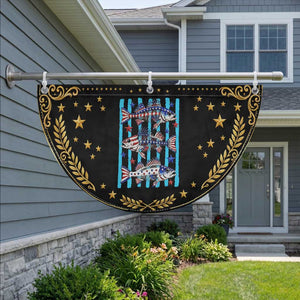 Striped Bass Fishing Skeleton Patriotic Fan Flag USA Flag Angler Gift