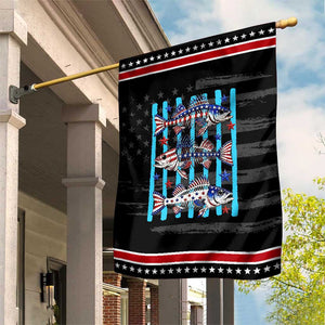 Striped Bass Fishing Skeleton Patriotic Garden Flag USA Flag Angler Gift TS12 Distressed Black Red Print Your Wear