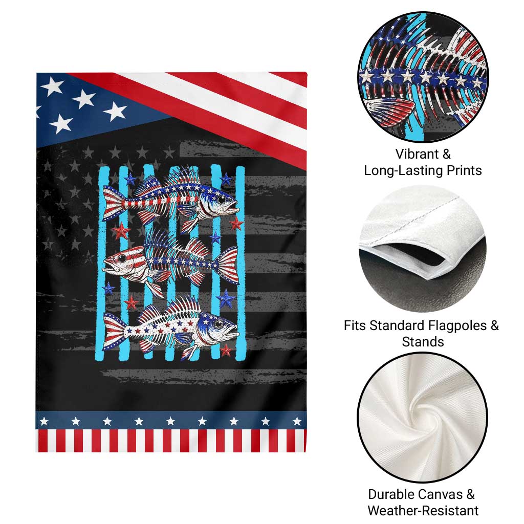 Striped Bass Fishing Skeleton Patriotic Garden Flag USA Flag Angler Gift TS12 Print Your Wear