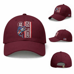 Vintage USA 250th Anniversary Bass Fishing Patriotic Gift Baseball Cap TS12 Baseball Cap Universal Fit Maroon Print Your Wear