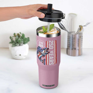 Vintage USA 250th Anniversary Bass Fishing Patriotic Gift Flip Straw Tumbler TS12 One Size: 30 oz Light Pink Print Your Wear