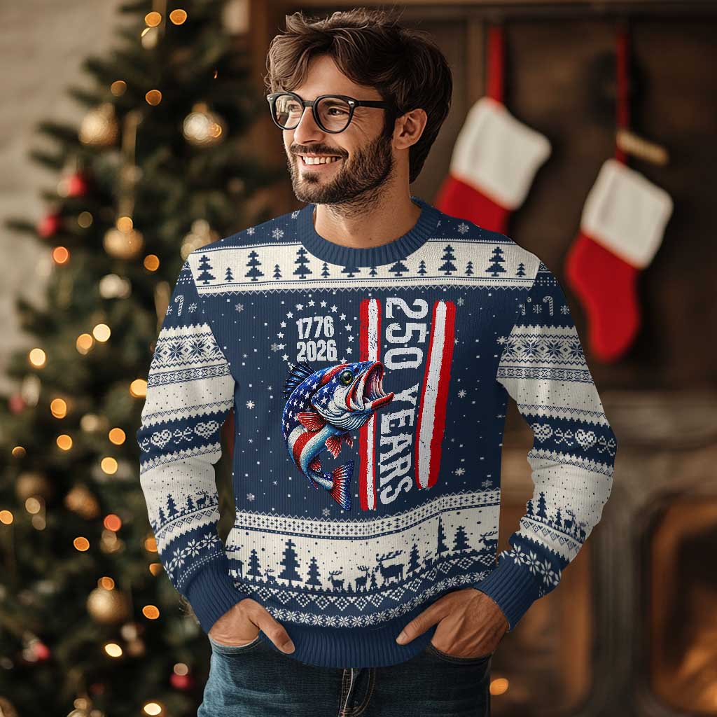 Vintage USA 250th Anniversary Crawfish Patriotic Gift Ugly Christmas Sweater TS12 Navy Beige Print Your Wear