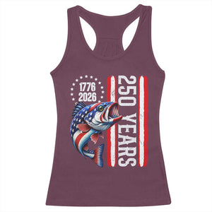 Vintage USA 250th Anniversary Bass Fishing Patriotic Gift Racerback Tank Top TS12 Maroon Print Your Wear