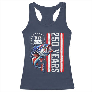 Vintage USA 250th Anniversary Bass Fishing Patriotic Gift Racerback Tank Top TS12 Navy Print Your Wear