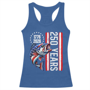 Vintage USA 250th Anniversary Bass Fishing Patriotic Gift Racerback Tank Top TS12 Royal Blue Print Your Wear