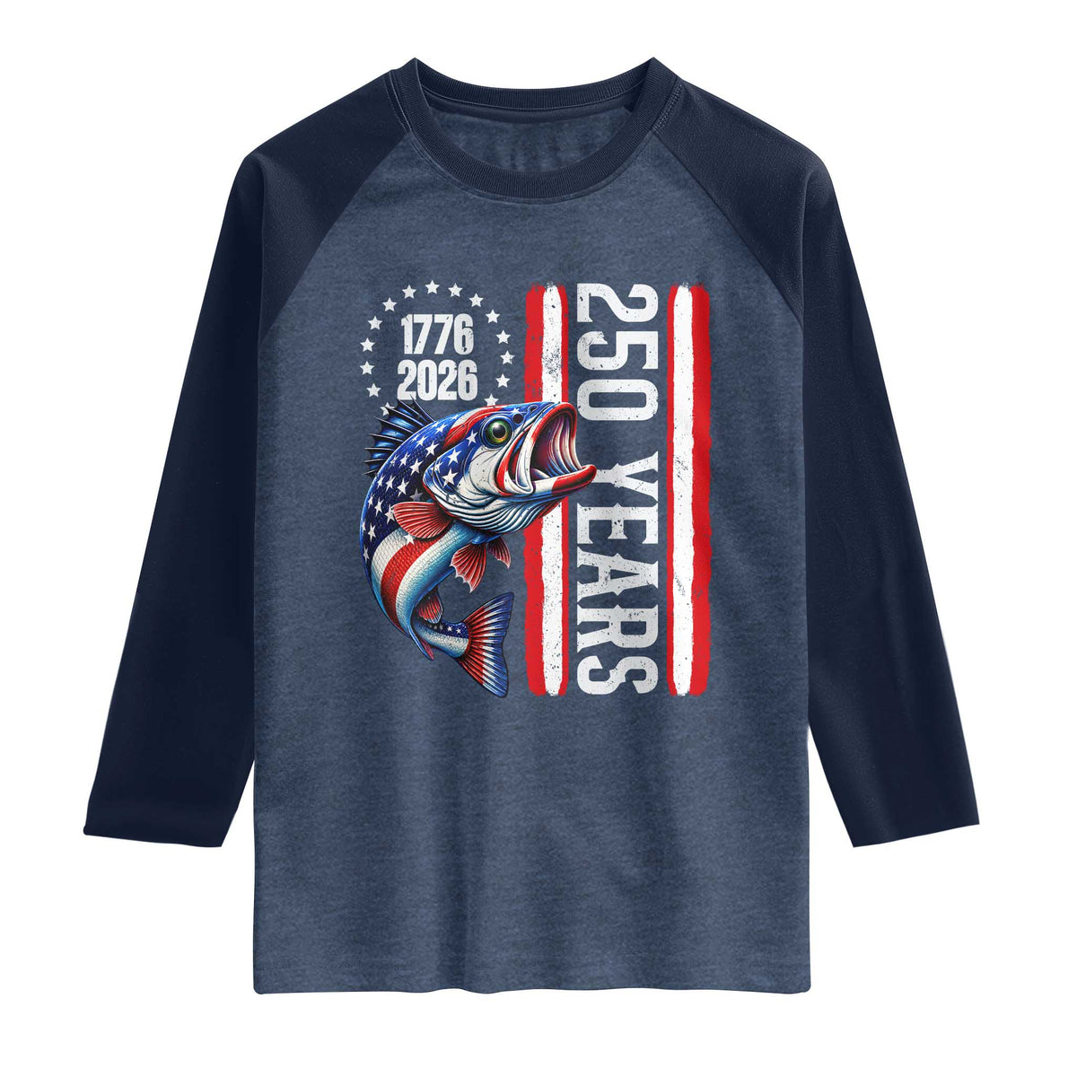 Vintage USA 250th Anniversary Crawfish Patriotic Gift Raglan Shirt TS12 Heather Denim Navy Print Your Wear