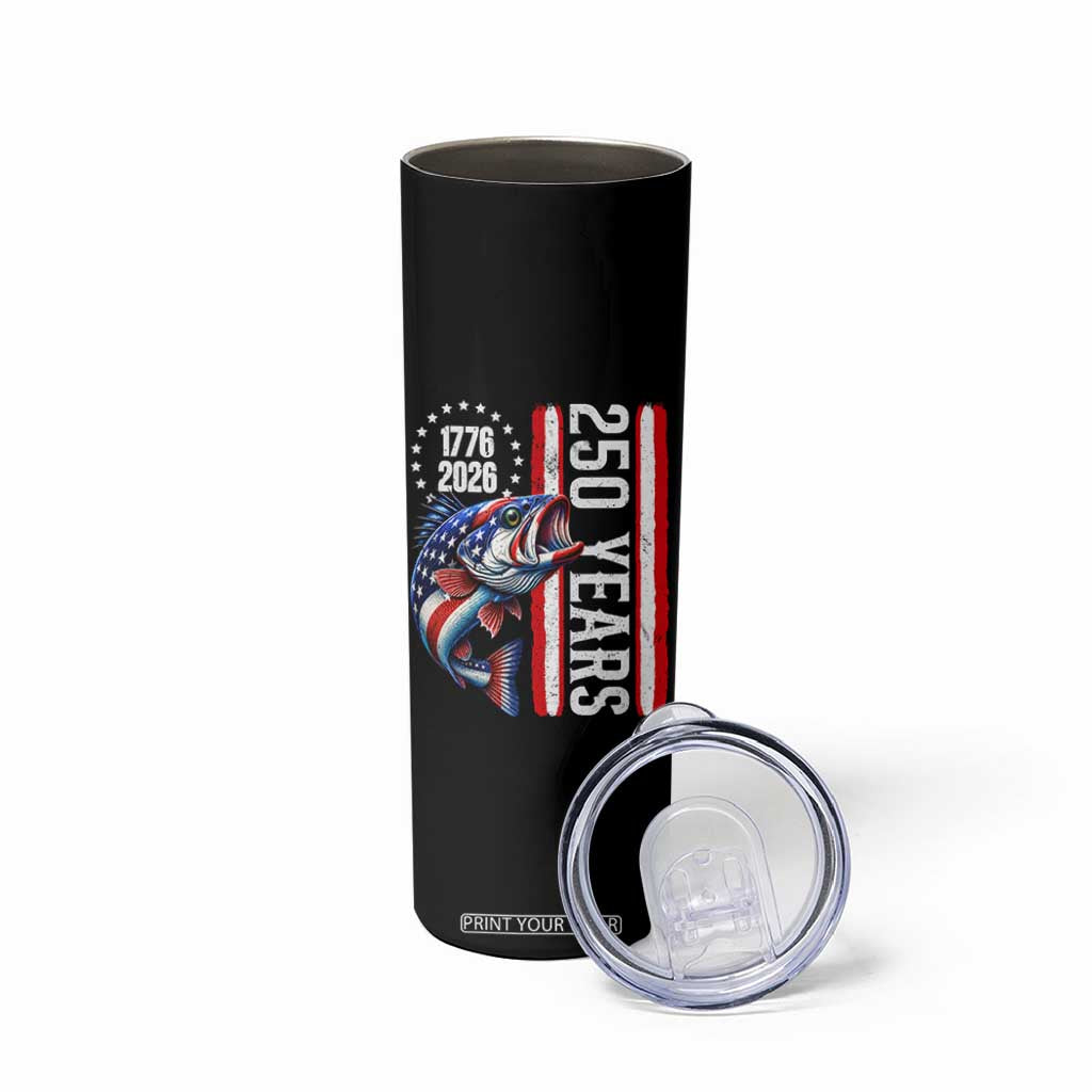 Vintage USA 250th Anniversary Bass Fishing Patriotic Gift Skinny Tumbler TS12 Print Your Wear