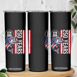 Vintage USA 250th Anniversary Bass Fishing Patriotic Gift Skinny Tumbler TS12 Print Your Wear