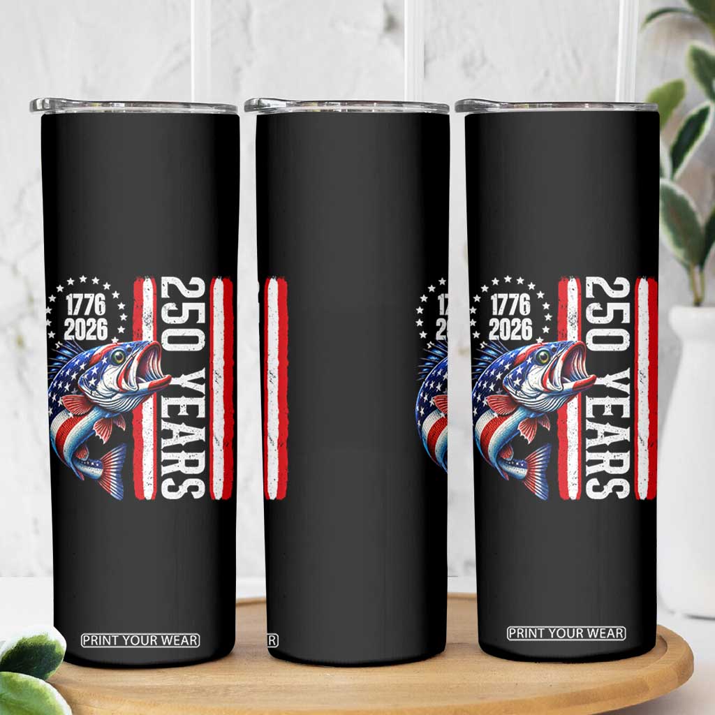Vintage USA 250th Anniversary Bass Fishing Patriotic Gift Skinny Tumbler TS12 Print Your Wear