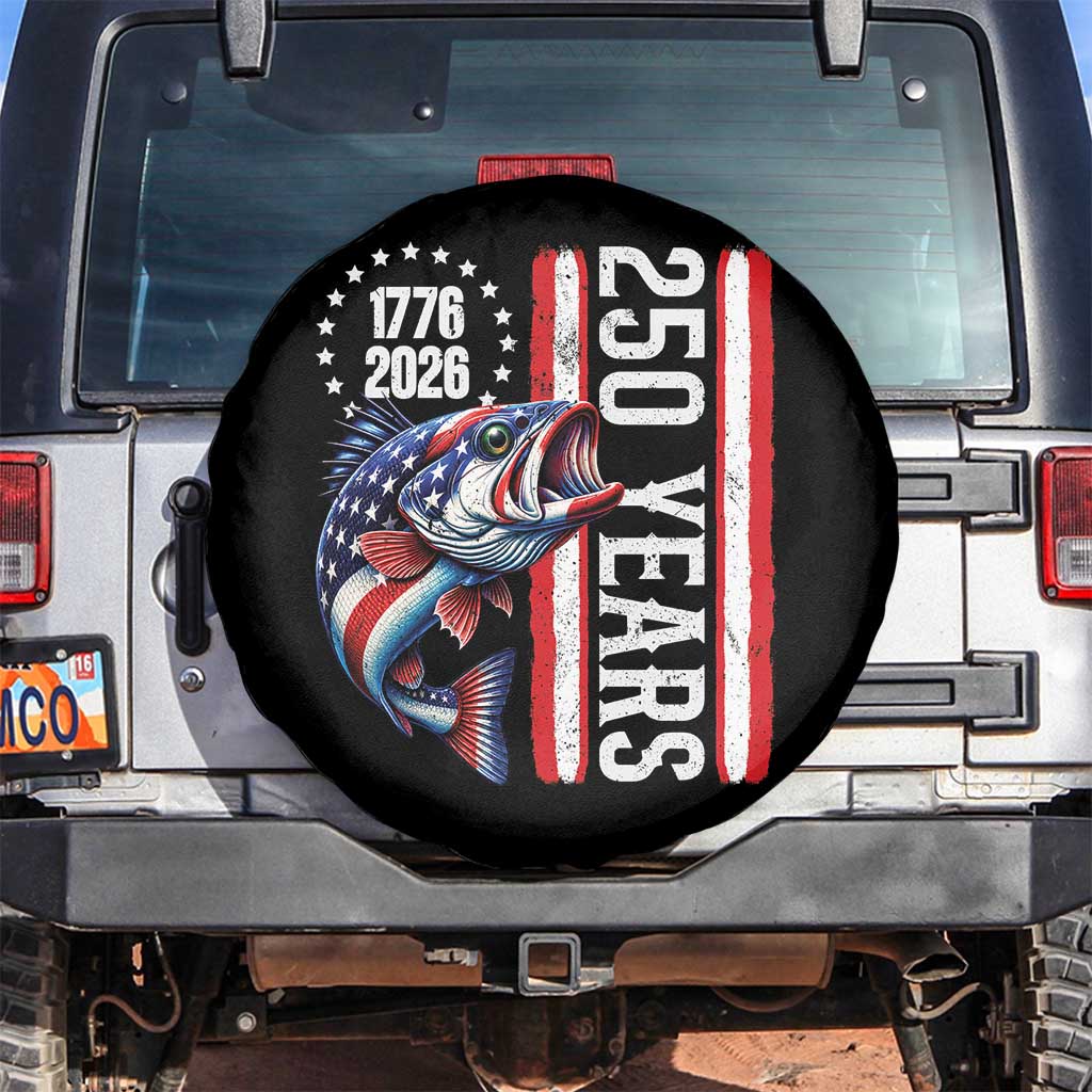 Vintage USA 250th Anniversary Bass Fishing Patriotic Gift Spare Tire Cover TS12 No hole Black Print Your Wear