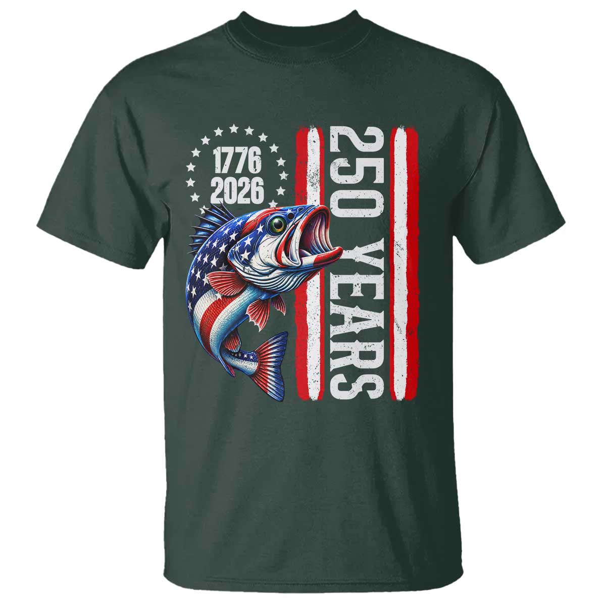 Vintage USA 250th Anniversary Crawfish Patriotic Gift T Shirt TS12 Dark Forest Green Print Your Wear