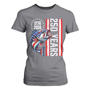 Vintage USA 250th Anniversary Bass Fishing Patriotic Gift T Shirt For Women TS12 Charcoal Print Your Wear