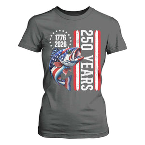 Vintage USA 250th Anniversary Bass Fishing Patriotic Gift T Shirt For Women TS12 Dark Heather Print Your Wear