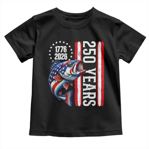 Vintage USA 250th Anniversary Bass Fishing Patriotic Gift Toddler T Shirt TS12 Black Print Your Wear