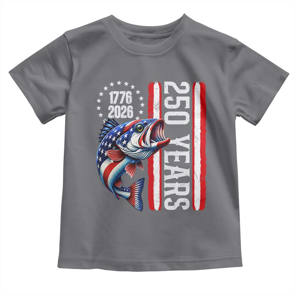 Vintage USA 250th Anniversary Bass Fishing Patriotic Gift Toddler T Shirt TS12 Charcoal Print Your Wear