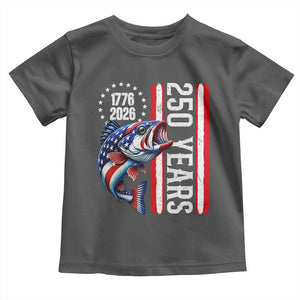 Vintage USA 250th Anniversary Bass Fishing Patriotic Gift Toddler T Shirt TS12 Dark Heather Print Your Wear