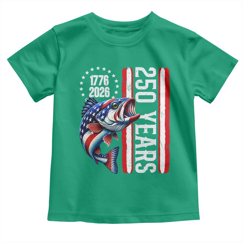 Vintage USA 250th Anniversary Bass Fishing Patriotic Gift Toddler T Shirt TS12 Irish Green Print Your Wear