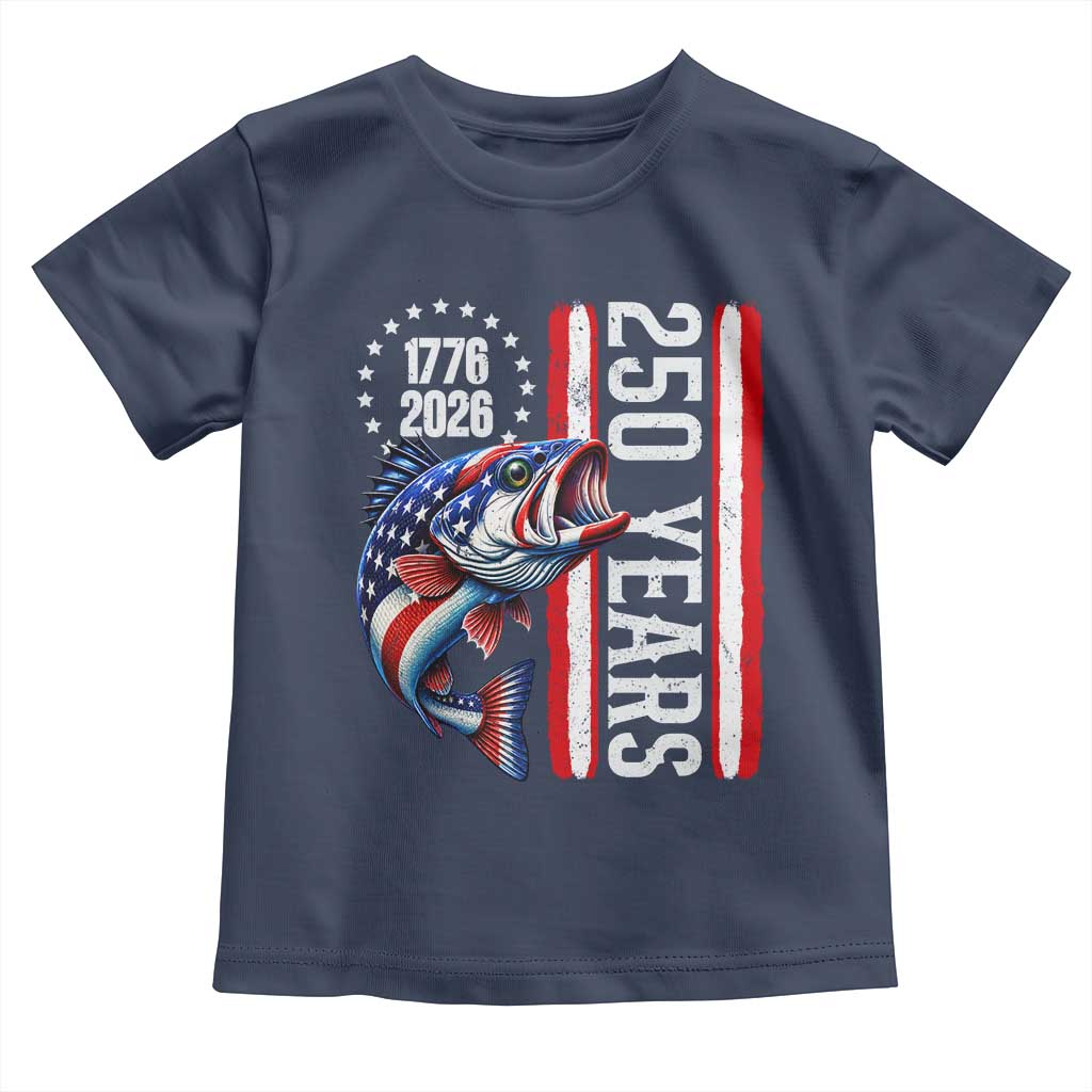 Vintage USA 250th Anniversary Bass Fishing Patriotic Gift Toddler T Shirt TS12 Navy Print Your Wear