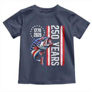 Vintage USA 250th Anniversary Bass Fishing Patriotic Gift Toddler T Shirt TS12 Navy Print Your Wear