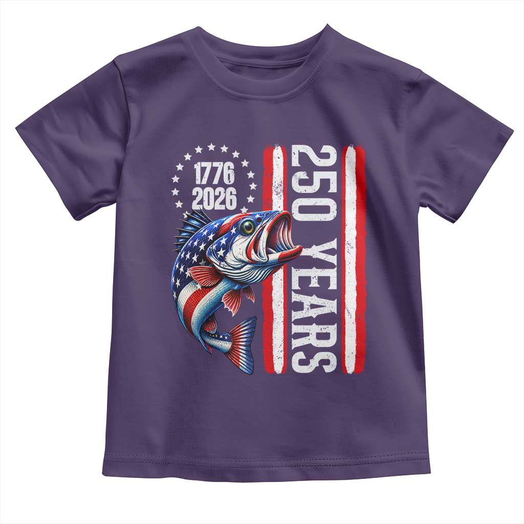 Vintage USA 250th Anniversary Bass Fishing Patriotic Gift Toddler T Shirt TS12 Purple Print Your Wear