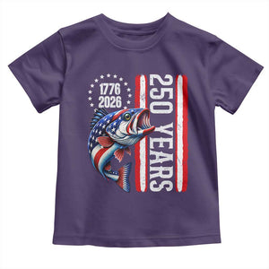 Vintage USA 250th Anniversary Bass Fishing Patriotic Gift Toddler T Shirt TS12 Purple Print Your Wear