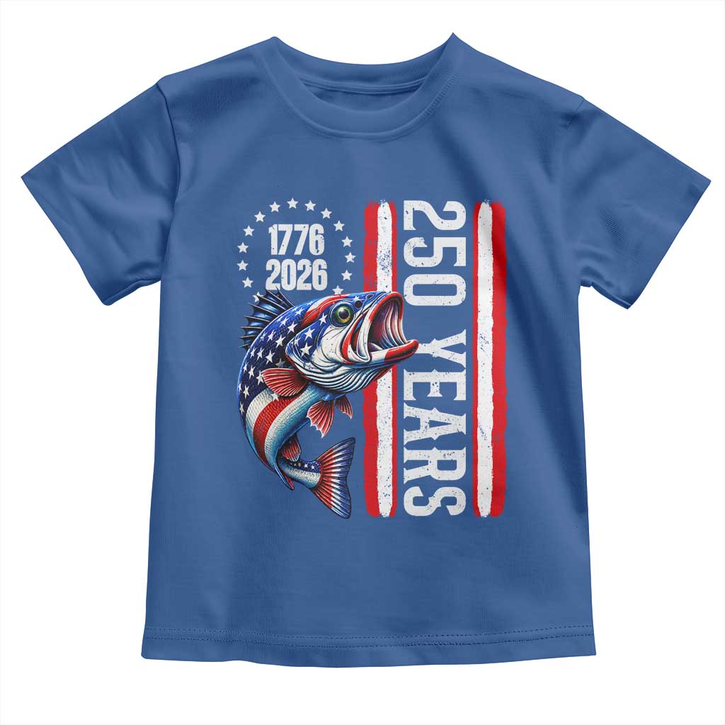 Vintage USA 250th Anniversary Bass Fishing Patriotic Gift Toddler T Shirt TS12 Royal Blue Print Your Wear