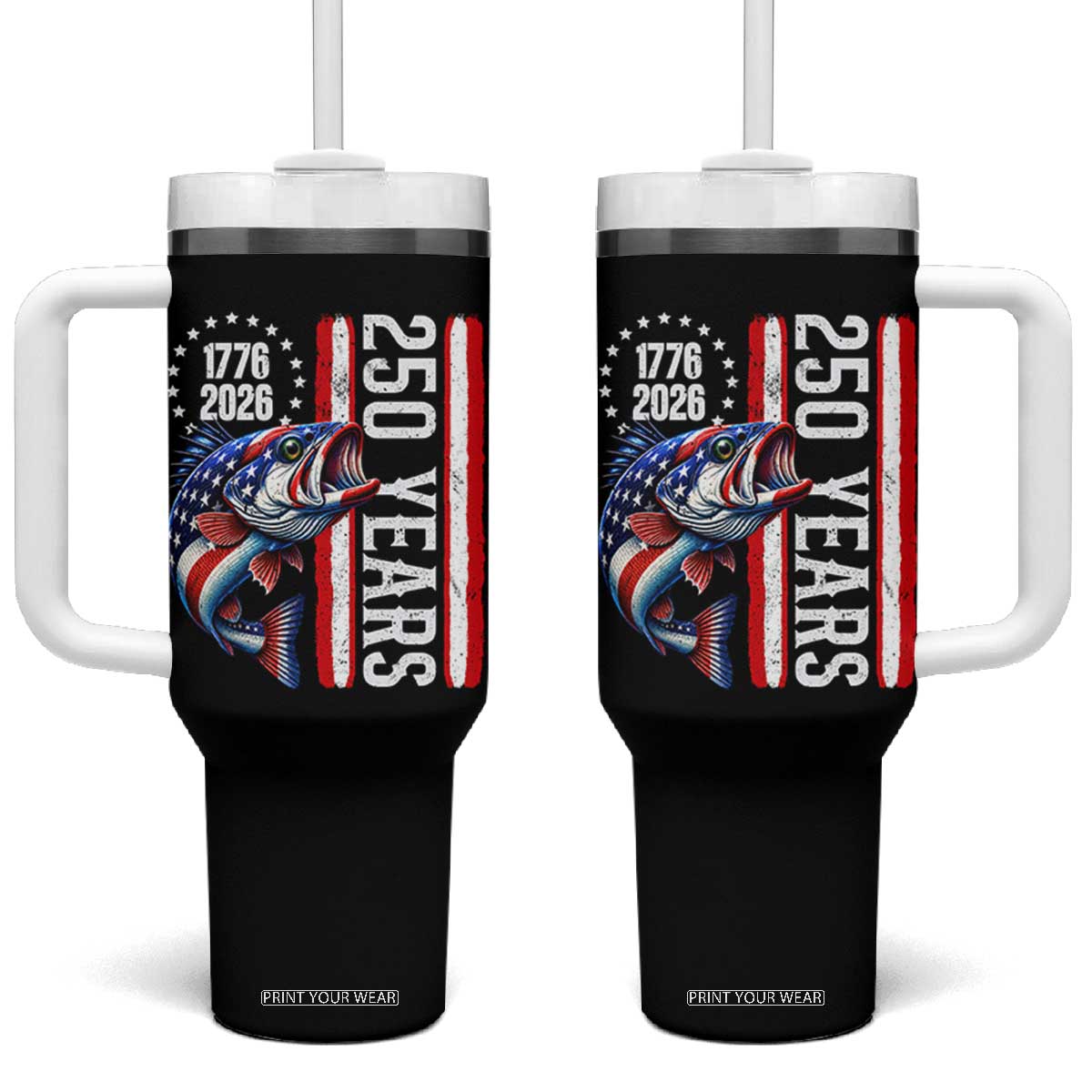 Vintage USA 250th Anniversary Crawfish Patriotic Gift Tumbler With Handle TS12 One Size: 40 oz Black Print Your Wear