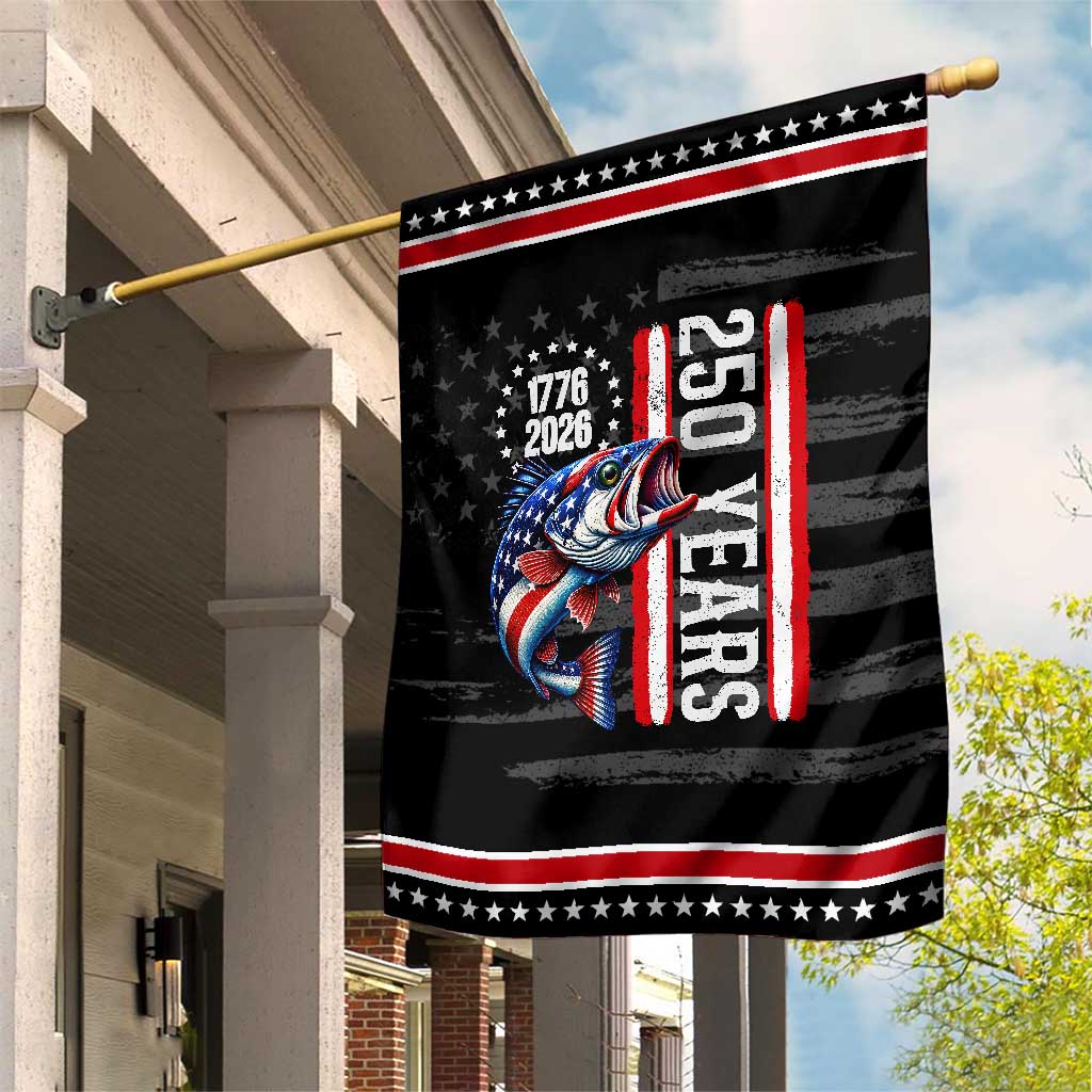 Vintage USA 250th Anniversary Bass Fishing Lover Gift Patriotic Garden Flag TS12 Distressed Black Red Print Your Wear