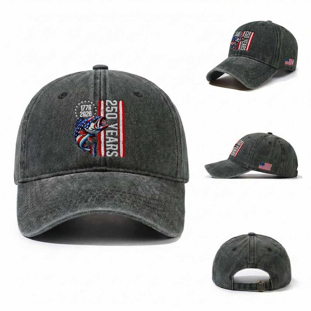 Vintage USA 250th Anniversary Crawfish Patriotic Gift Washed Cotton Baseball Cap TS12 Washed Cap Universal Fit Dark Green Print Your Wear