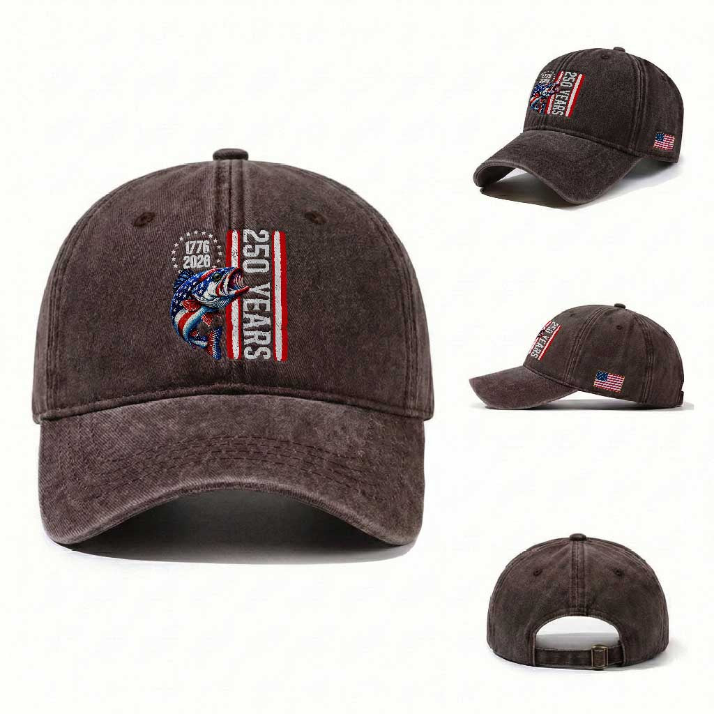 Vintage USA 250th Anniversary Crawfish Patriotic Gift Washed Cotton Baseball Cap TS12 Washed Cap Universal Fit Dark Brown Print Your Wear