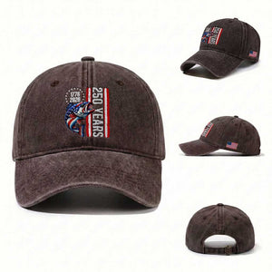 Vintage USA 250th Anniversary Crawfish Patriotic Gift Washed Cotton Baseball Cap TS12 Washed Cap Universal Fit Dark Brown Print Your Wear