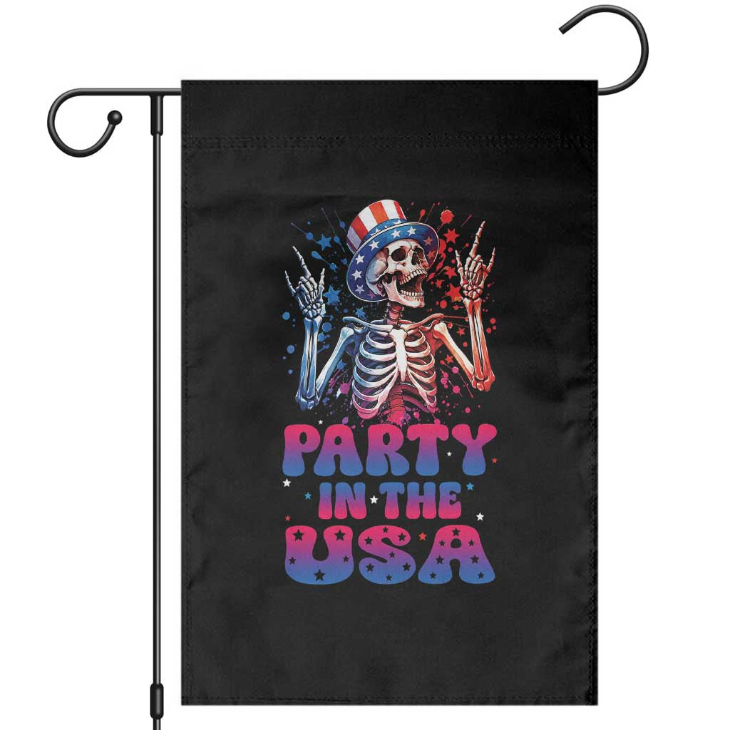 Funny Party In The USA Skeleton Rock Hand Garden Flag 4th Of July Rocker Gift TS12 Black Print Your Wear