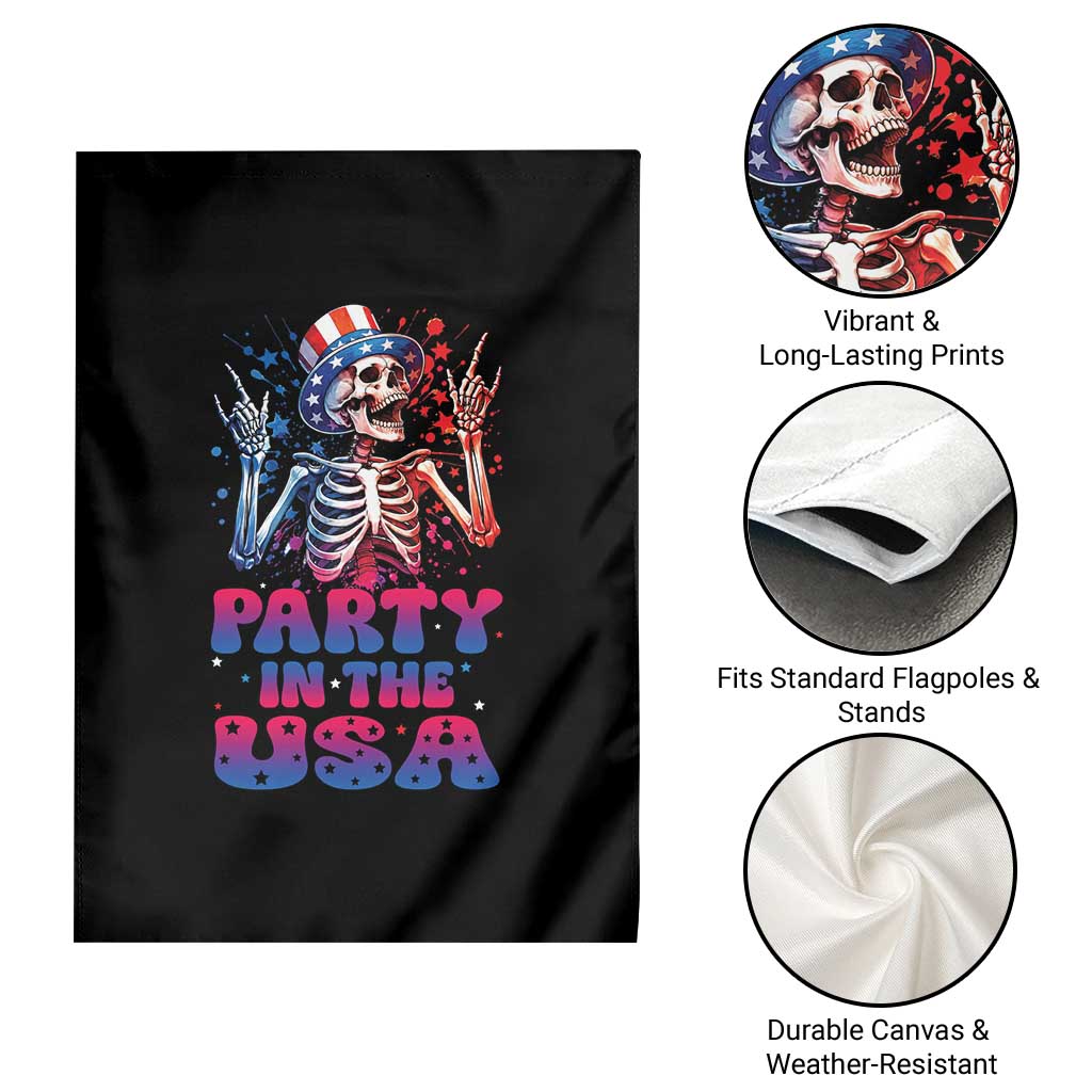 Funny Party In The USA Skeleton Rock Hand Garden Flag 4th Of July Rocker Gift TS12 Print Your Wear