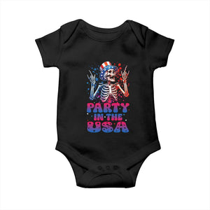 Funny Party In The USA Skeleton Rock Hand Baby Onesie 4th Of July Rocker Gift TS12 Black Print Your Wear